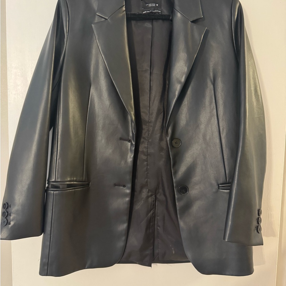 Zara Black Blazer Sleek Leather Jacket
